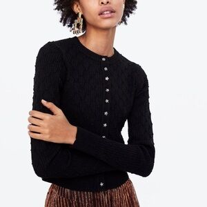 Zara Black Knit Cardigan with Embellished Buttons